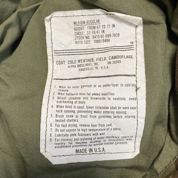 Men's M65 Field Jacket Woodland Camouflage Cold Weather Medium Regular - Picture 5 of 8